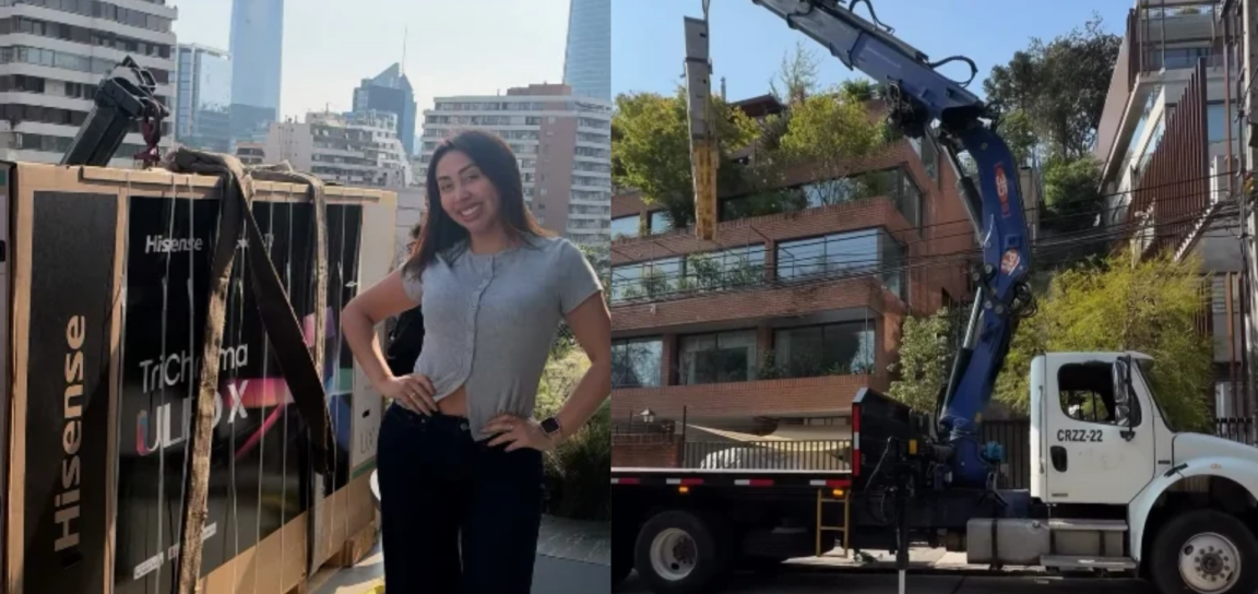 Naya Fácil sorprende con gigantesco televisor Hisense de 110 pulgadas: ¡una grúa fue necesaria para llevarlo a su penthouse! 7