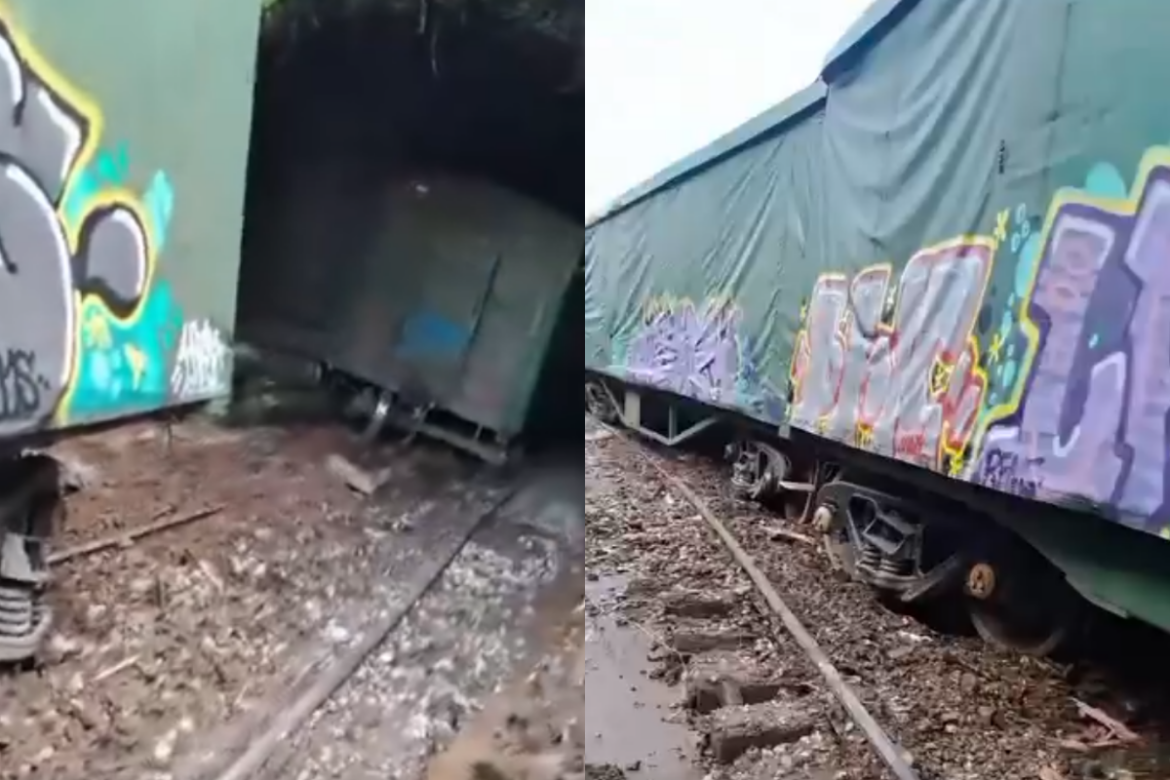 Descarrilamiento de tren en Colcura genera preocupación por viviendas cercanas e inundaciones en el sector