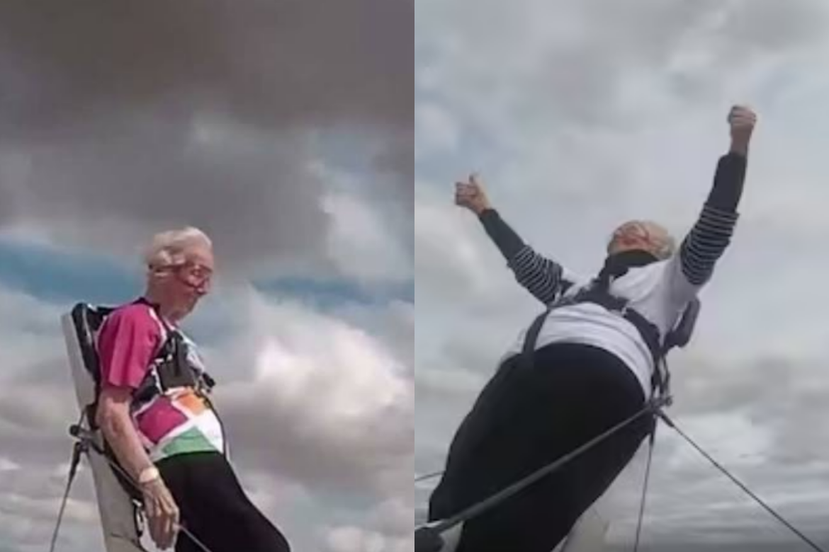Betty Bromage: la mujer de 97 años que rompió su propio récord Guinness al volar sobre el ala de un avión