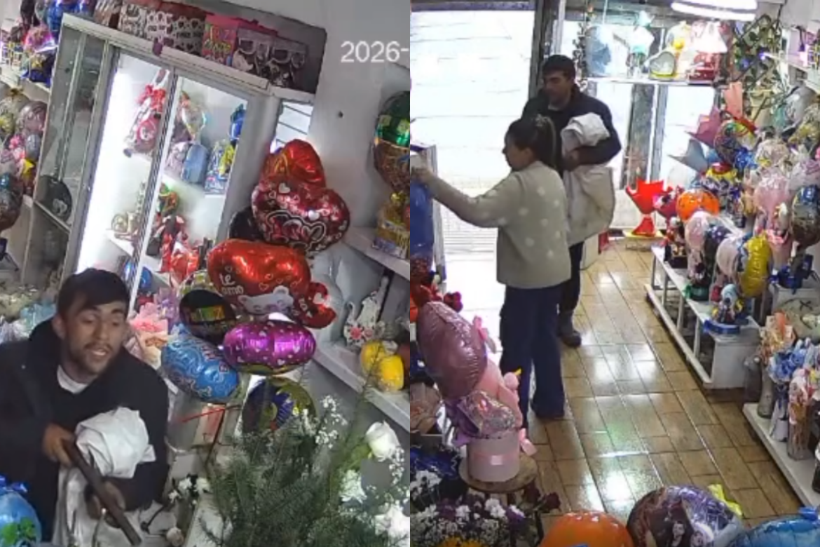 ¡DESCARADO! Cámaras captan insólito intento de robo en céntrica florería de Lota