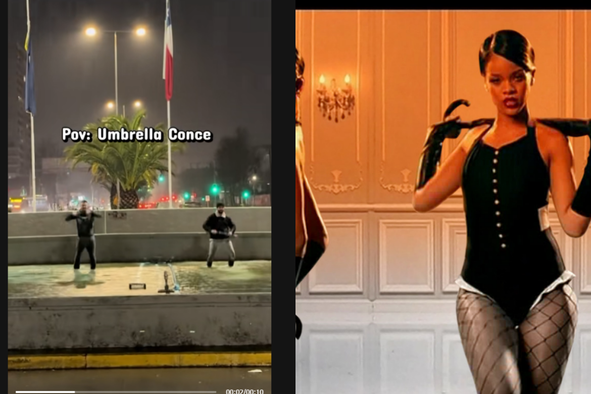 Ni la lluvia los detuvo: jóvenes de Concepción recrean el icónico baile de “Umbrella” de Rihanna y se vuelven virales