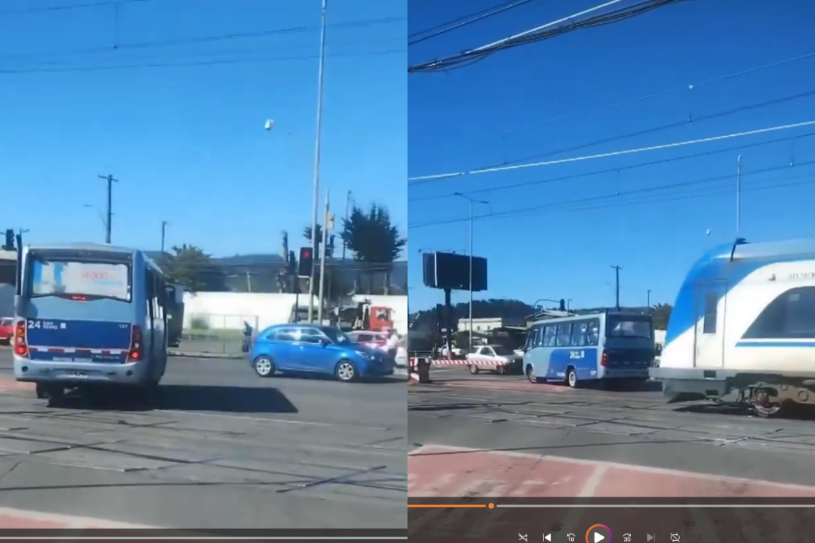 Biotrén debió frenar en cruce ferroviario de Candelaria tras presencia de taxibús cerca de la vía