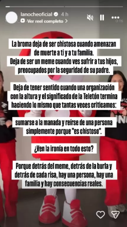 La Noche responde a Teletón por publicación sobre Leo Rey: “Detrás del meme hay una familia” 1